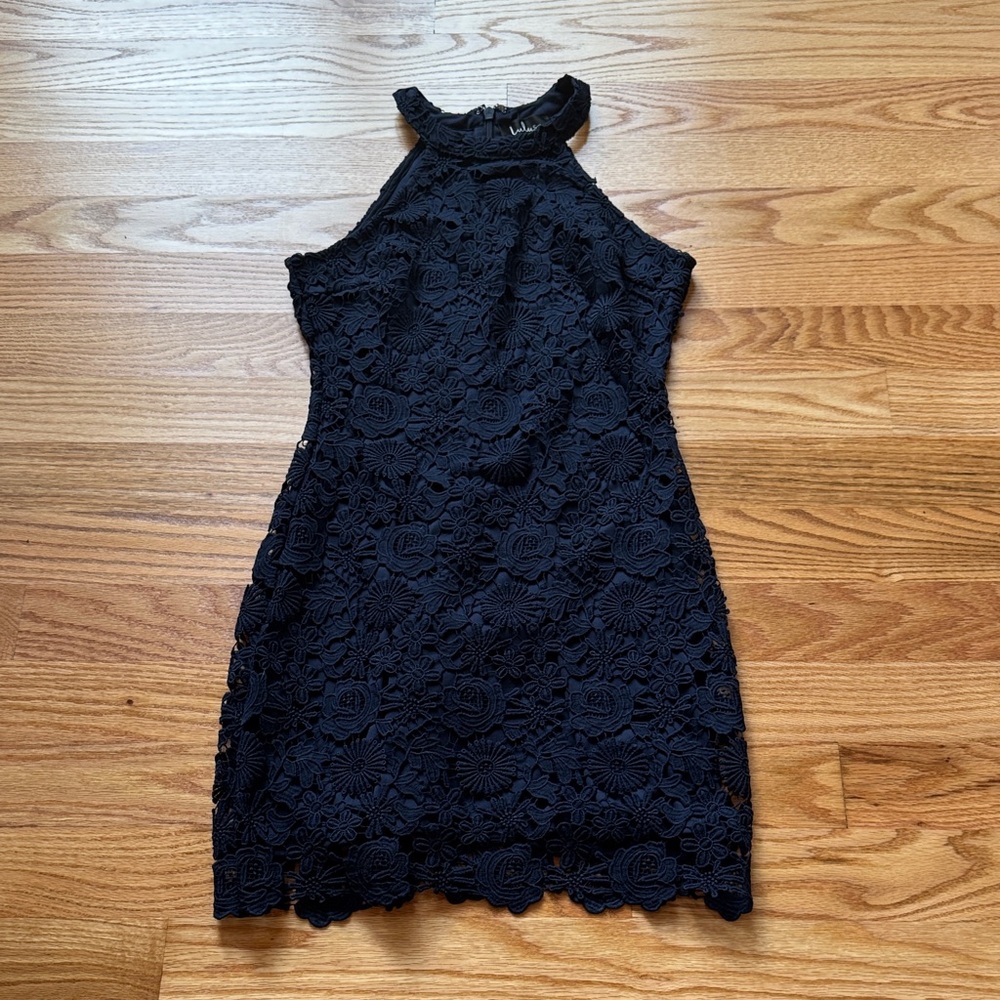 Lulu's Midnight Blue Lace Midi Dress
